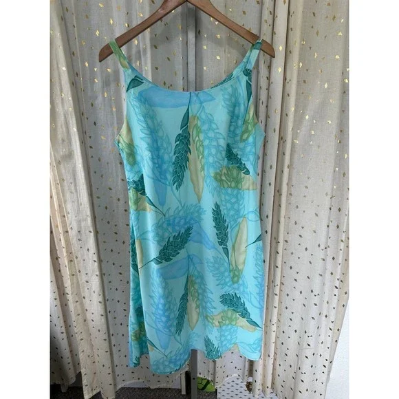 Iolani Hawaiian Tropical Ginger Flowers Batik Midi Slip Dress L - Picture 2 of 5